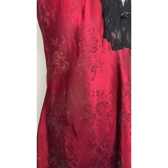 Vintage California Miss Lace Slip Dress Lingerie Nightgown Nightie Gothic Red M - Picture 4 of 15